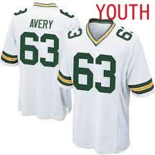 Youth Green Bay Packers #63 Josh Avery White Nike Limited Player NFL Jersey